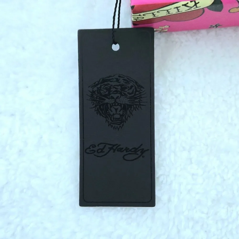 Ed Hardy Double✌️ Red❤️ Rhinestone💎 Hearts❤ Zip Around Coin🪙 Purse - NIB